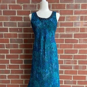 Vintage Blue Patterned Midi Dress